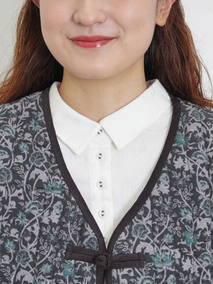 中綿キルトチャイナボタンベスト（チャコールグレー/ネイビー）｜Samansa Mos2（サマンサ モスモス）通販