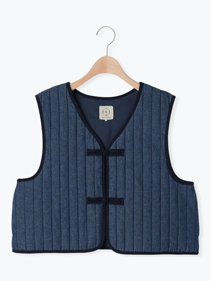 中綿キルトチャイナボタンベスト（チャコールグレー/ネイビー）｜Samansa Mos2（サマンサ モスモス）通販