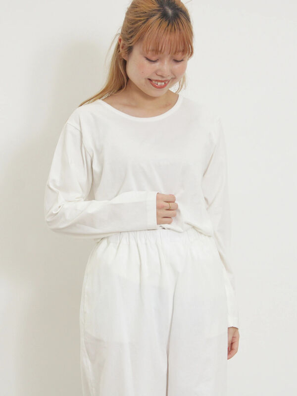 S／ベーシック ロングスリーブ カットソー　ホワイト ベーシックロゴロングスリーブTシャツ（Tシャツ/カットソー