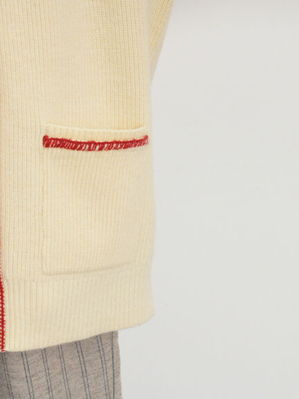 配色ステッチVネックニットカーディガン（ベージュ/ダークブラウン/ミント/キナリ）｜Samansa Mos2（サマンサ モスモス）通販