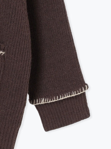 配色ステッチVネックニットカーディガン（ベージュ/ダークブラウン/ミント/キナリ）｜Samansa Mos2（サマンサ モスモス）通販