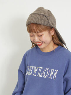 セール】 裏ボアロゴプリントスウェット（ブルー/キナリ/トップス