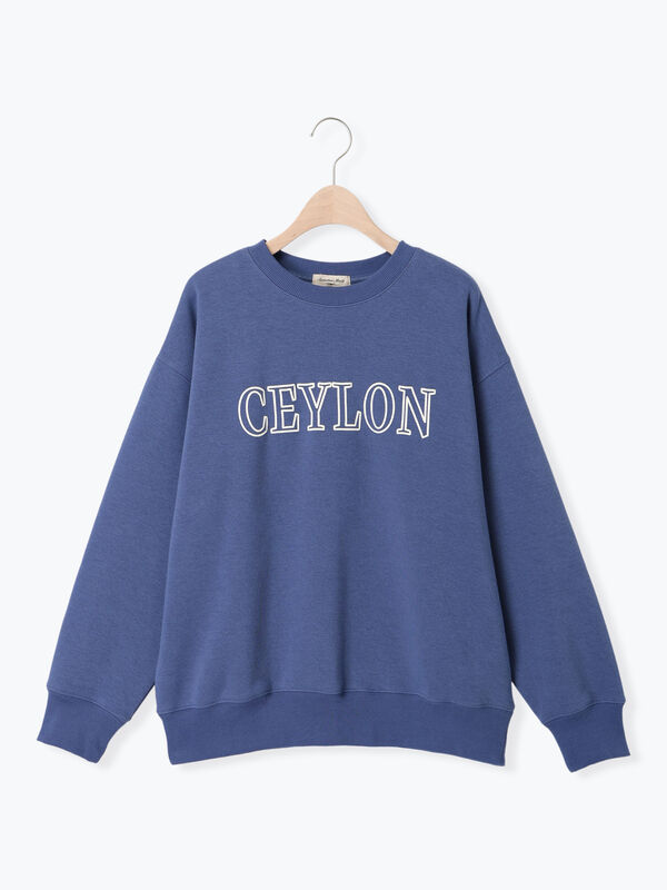 セール】 裏ボアロゴプリントスウェット（ブルー/キナリ/トップス