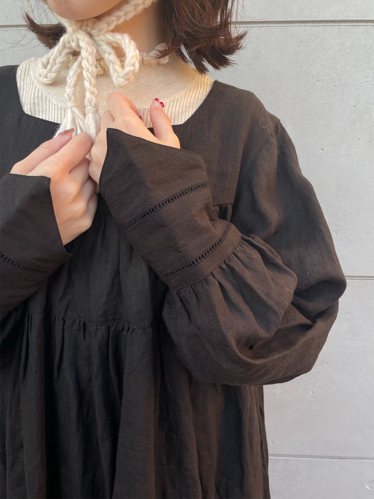 ★Samansa Mos2【立川限定】 リネン カシュクール ワンピース 立川限定】リネンカシュクールワンピース（ブラック/ピンク/モカ