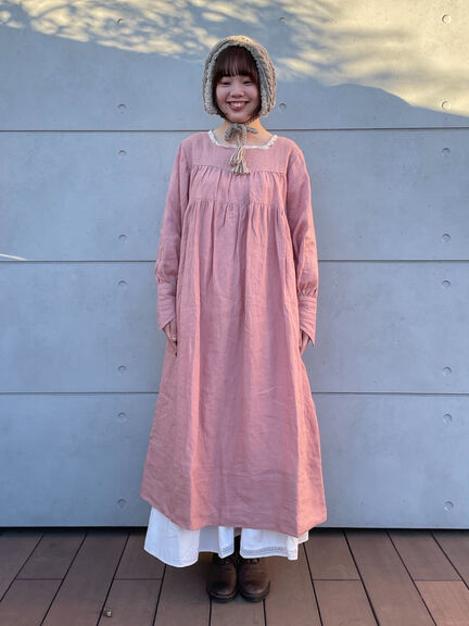 【立川限定】リネンハンドカバーギャザーワンピース（ブラック/ピンク/ラベンダー/キナリ）｜Samansa Mos2（サマンサ モスモス）通販