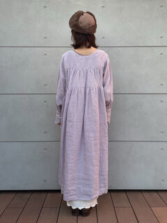 立川店/EC限定】リネンハンドカバーギャザーワンピース（ブラック