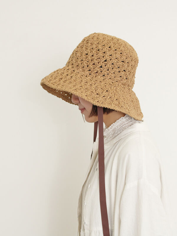 セール】 【消臭効果】レトロフラワーハット（ブラウン/ブルー