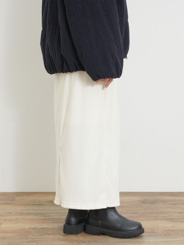 セール】 ベロアプリーツ/刺繍アソートナロースカート（ブラック