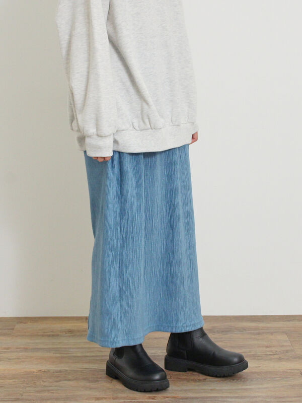 セール】 ベロアプリーツ/刺繍アソートナロースカート（ブラック