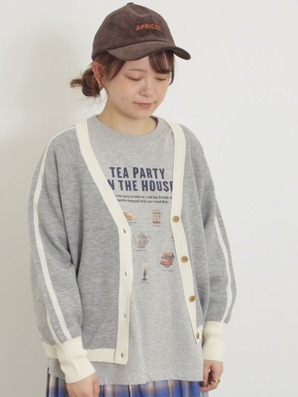 セール】 柄アソートロングTシャツ（オフホワイト/グレー  