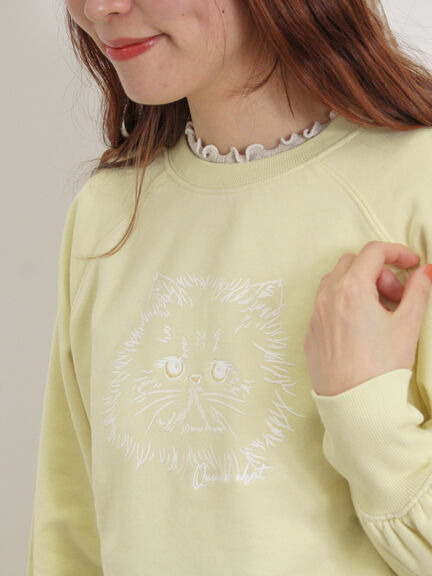 ネコプリント刺繍スウェット（オフホワイト/グレー/チャコールグレー/イエロー）｜Samansa Mos2（サマンサ モスモス）通販