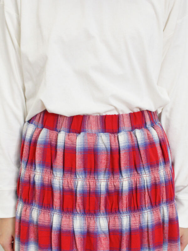 セール】 シャーリングティアードスカート（ブラック/レッド/カーキ