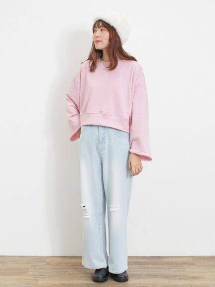 ◎ショート丈スウェット（ブラック/ピンク/ブラウン/キナリ）｜Samansa Mos2（サマンサ モスモス）通販