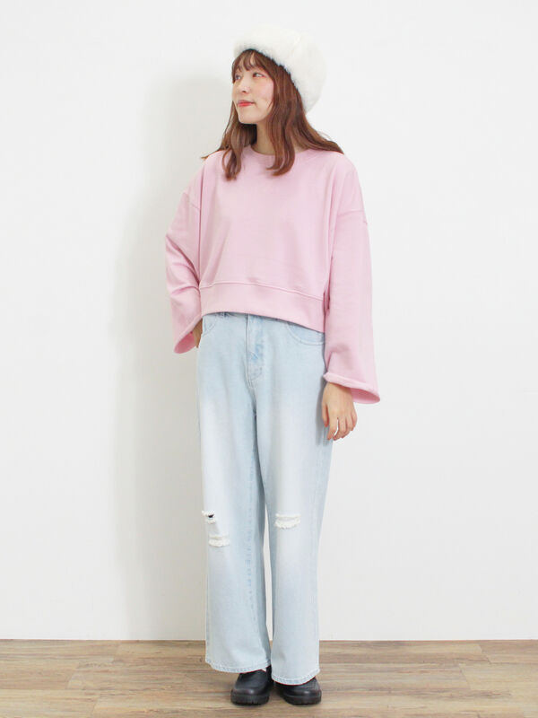 セール】 ◎ショート丈スウェット（ブラック/ピンク/ブラウン/キナリ