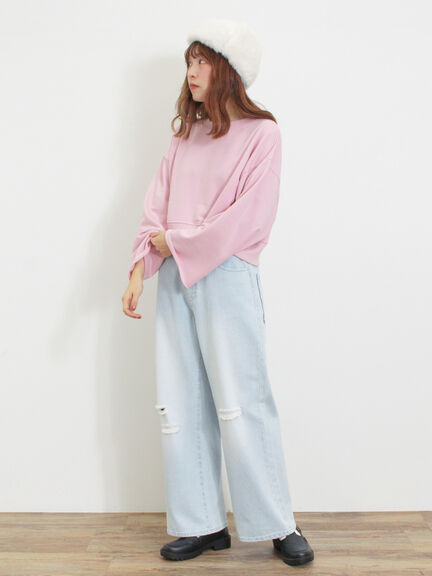 ◎ショート丈スウェット（ブラック/ピンク/ブラウン/キナリ）｜Samansa Mos2（サマンサ モスモス）通販