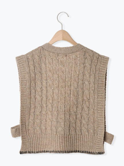 ◎ブランケットステッチケーブル編みショートベスト（オフホワイト/チャコールグレー）｜Samansa Mos2（サマンサ モスモス）通販