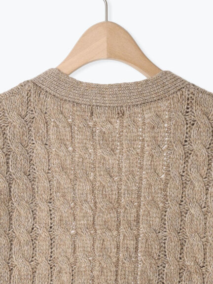 ◎ブランケットステッチケーブル編みショートベスト（オフホワイト/チャコールグレー）｜Samansa Mos2（サマンサ モスモス）通販