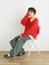 ◎シャギーキーネックニット（チャコールグレー/レッド/イエロー/ブルー/キナリ）｜Samansa Mos2（サマンサ モスモス）通販