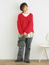 ◎シャギーキーネックニット（チャコールグレー/レッド/イエロー/ブルー/キナリ）｜Samansa Mos2（サマンサ モスモス）通販