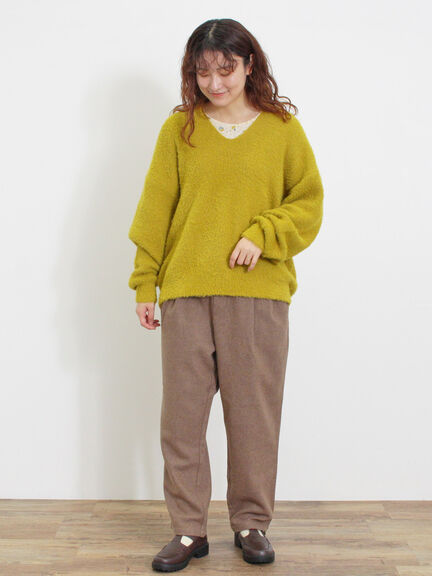 ◎シャギーキーネックニット（チャコールグレー/レッド/イエロー/ブルー/キナリ）｜Samansa Mos2（サマンサ モスモス）通販