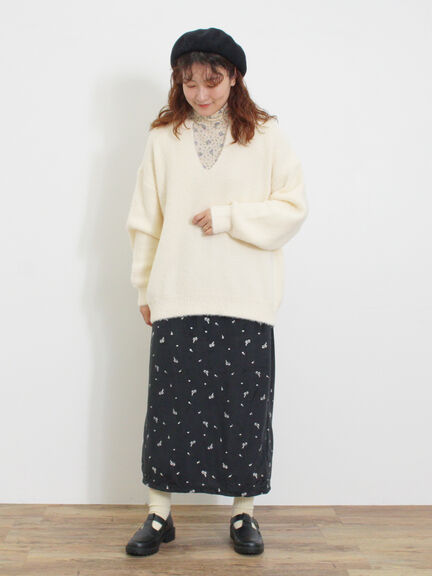 ◎シャギーキーネックニット（チャコールグレー/レッド/イエロー/ブルー/キナリ）｜Samansa Mos2（サマンサ モスモス）通販