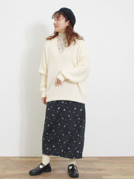 ◎シャギーキーネックニット（チャコールグレー/レッド/イエロー/ブルー/キナリ）｜Samansa Mos2（サマンサ モスモス）通販
