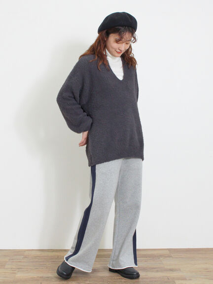 ◎シャギーキーネックニット（チャコールグレー/レッド/イエロー/ブルー/キナリ）｜Samansa Mos2（サマンサ モスモス）通販