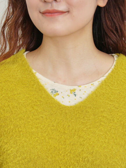 ◎シャギーキーネックニット（チャコールグレー/レッド/イエロー/ブルー/キナリ）｜Samansa Mos2（サマンサ モスモス）通販