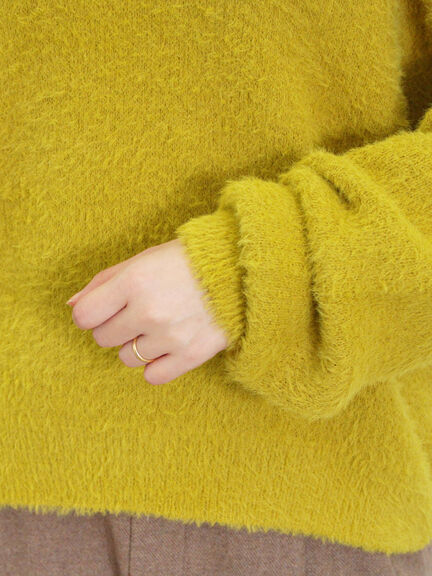 ◎シャギーキーネックニット（チャコールグレー/レッド/イエロー/ブルー/キナリ）｜Samansa Mos2（サマンサ モスモス）通販