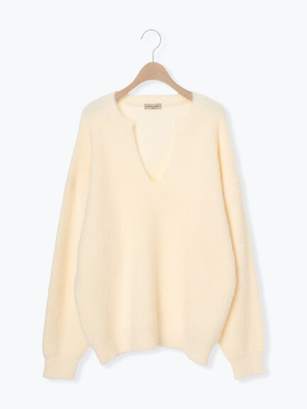 ◎シャギーキーネックニット（チャコールグレー/レッド/イエロー/ブルー/キナリ）｜Samansa Mos2（サマンサ モスモス）通販