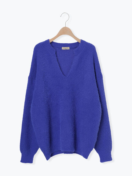 ◎シャギーキーネックニット（チャコールグレー/レッド/イエロー/ブルー/キナリ）｜Samansa Mos2（サマンサ モスモス）通販