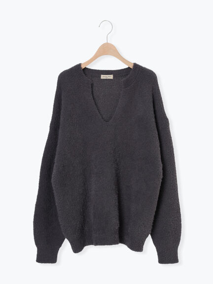 ◎シャギーキーネックニット（チャコールグレー/レッド/イエロー/ブルー/キナリ）｜Samansa Mos2（サマンサ モスモス）通販