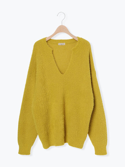 ◎シャギーキーネックニット（チャコールグレー/レッド/イエロー/ブルー/キナリ）｜Samansa Mos2（サマンサ モスモス）通販