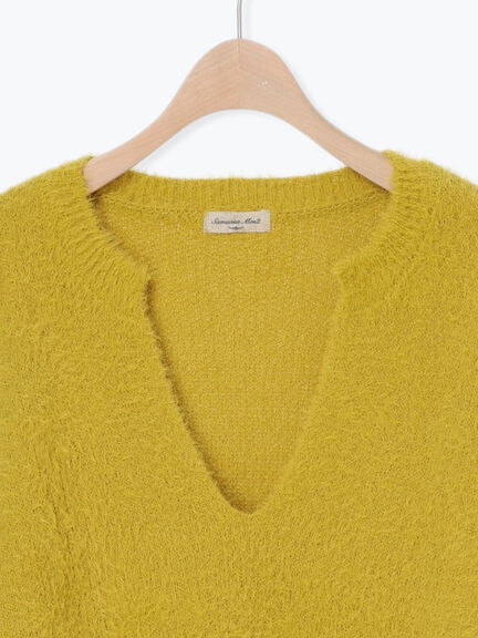 ◎シャギーキーネックニット（チャコールグレー/レッド/イエロー/ブルー/キナリ）｜Samansa Mos2（サマンサ モスモス）通販