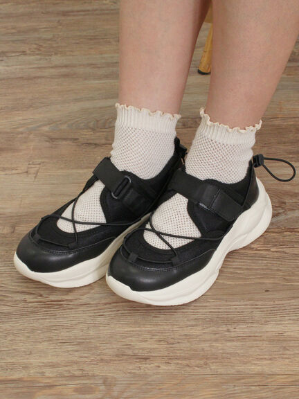 セール】 ベルクロスニーカー（ブラック/ベージュ/シューズ/スニーカー