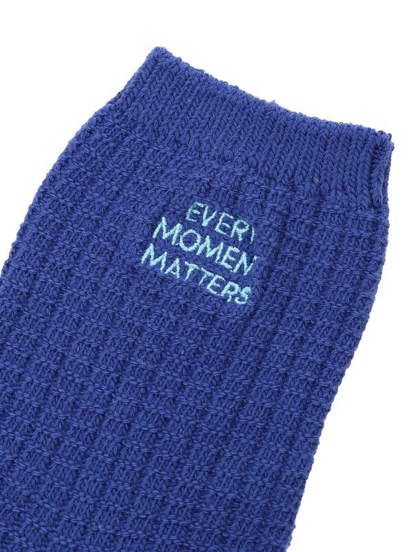 セール】 ワッフルロゴ刺繍ソックス（オフホワイト/ブラック/ブルー