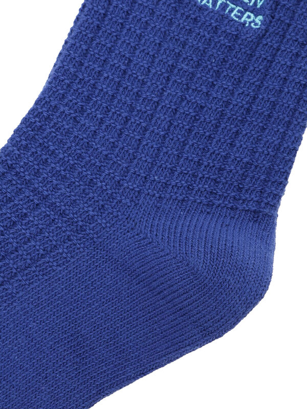 セール】 ワッフルロゴ刺繍ソックス（オフホワイト/ブラック/ブルー