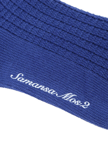 ワッフルロゴ刺繍ソックス（オフホワイト/ブラック/ブルー）｜Samansa Mos2（サマンサ モスモス）通販