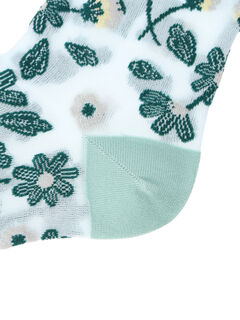 セール】 花柄シアーソックス（ベージュ/ミント/レッグウェア/タイツ