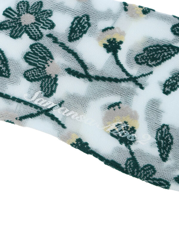 花柄シアーソックス（ベージュ/ミント/レッグウェア/タイツ