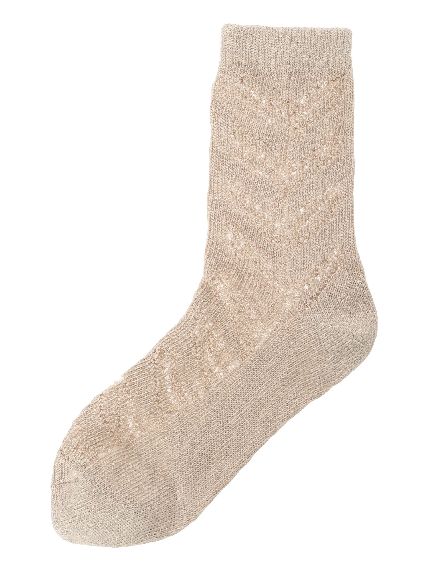 セール】 葉っぱ柄透かし編みソックス（チャコールグレー/ピンク