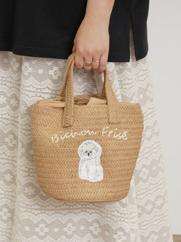 ドッグ刺繍カゴバッグ（オフホワイト）｜Samansa Mos2（サマンサ モスモス）通販