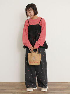 ドッグ刺繍カゴバッグ（オフホワイト/ブラウン/バッグ/バッグ