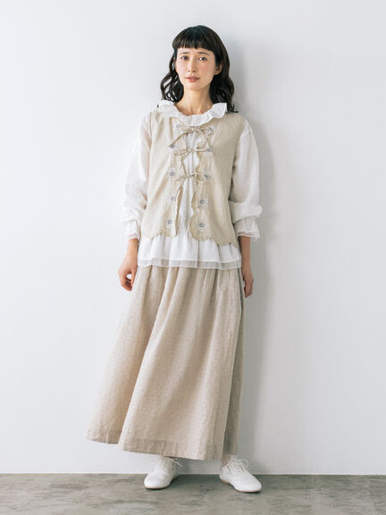 【kazumi×Samansa Mos2】刺繍入リボンベスト（ベージュ/サックスブルー/ブルー）｜Samansa Mos2（サマンサ モスモス）通販
