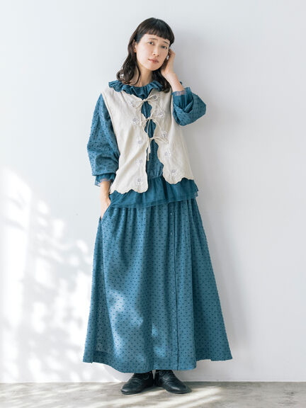 【kazumi×Samansa Mos2】刺繍入リボンベスト（ベージュ/サックスブルー/ブルー）｜Samansa Mos2（サマンサ モスモス）通販