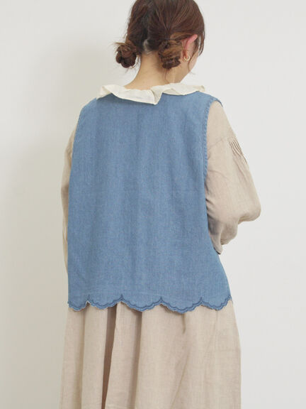 【kazumi×Samansa Mos2】刺繍入リボンベスト（ベージュ/サックスブルー/ブルー）｜Samansa Mos2（サマンサ モスモス）通販