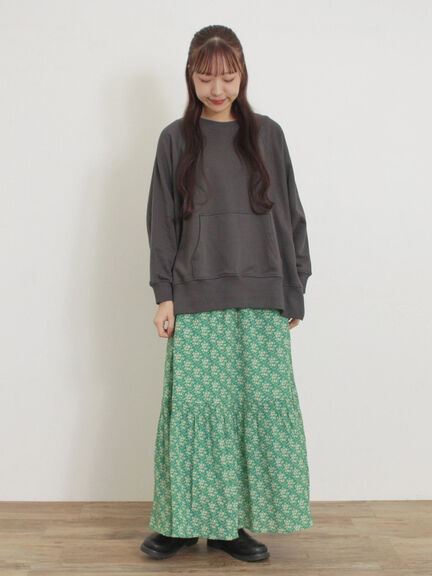 花柄シャーリング切替スカート（イエロー/グリーン/ネイビー）｜Samansa Mos2（サマンサ モスモス）通販