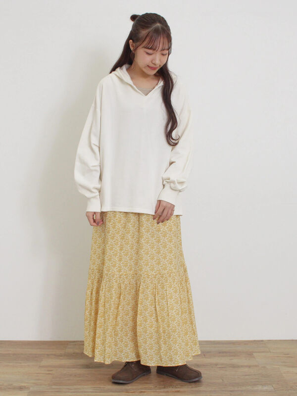 Samansa Mos2｜花柄シャーリング切替スカート | Rakuten Fashion