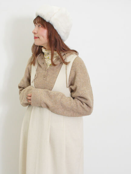 フード付きヘンリーネックニット（グレー/ベージュ/ダークブラウン）｜Samansa Mos2（サマンサ モスモス）通販