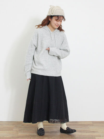 フード付きヘンリーネックニット（グレー/ベージュ/ダークブラウン）｜Samansa Mos2（サマンサ モスモス）通販